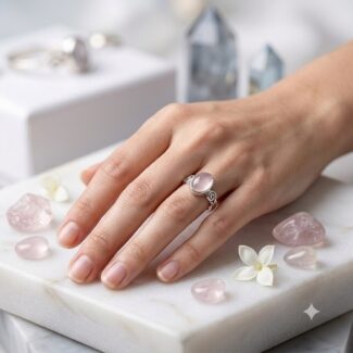 Rainbow moonstone silver ring