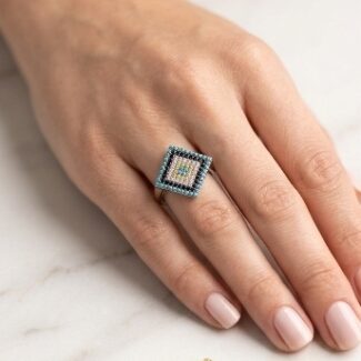 Square Zircon Silver Ring