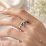 Yellow butterfly silver ring