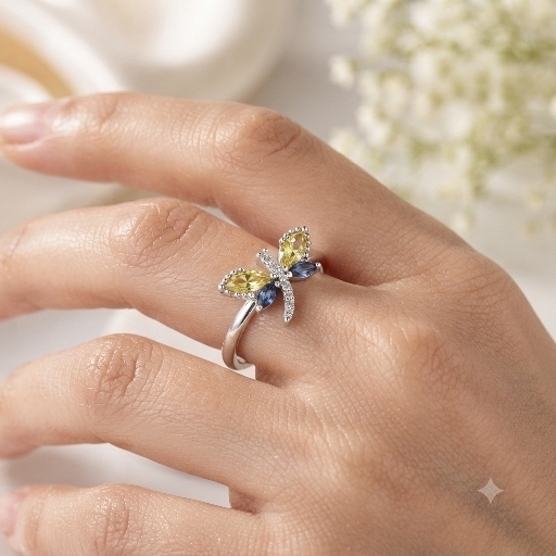 1786260735911.png Yellow butterfly silver ring