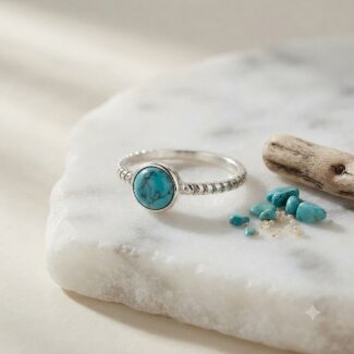 Round firoza stone ring