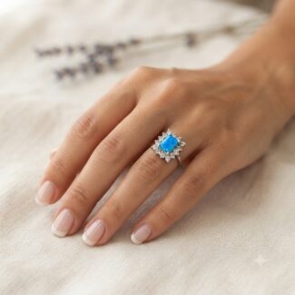 square blue opal ring
