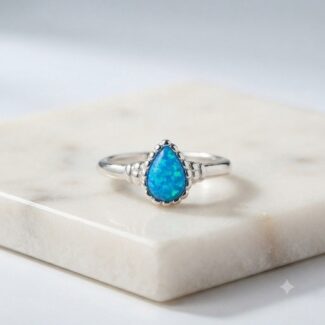 tear drop blue opal ring