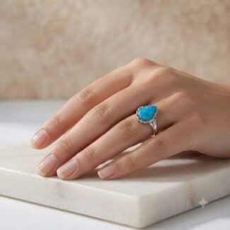 tear drop blue opal ring
