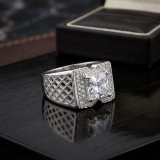 square zircon men ring
