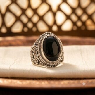 Handcrafted Black Aqeeq Ring