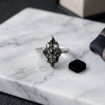 Black zircon rectangular ring