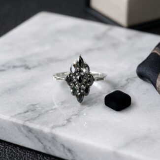 Black zircon rectangular ring