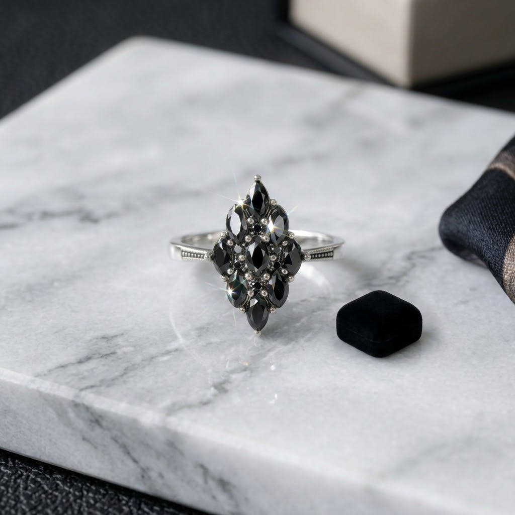 1791800634430 Black zircon rectangular ring