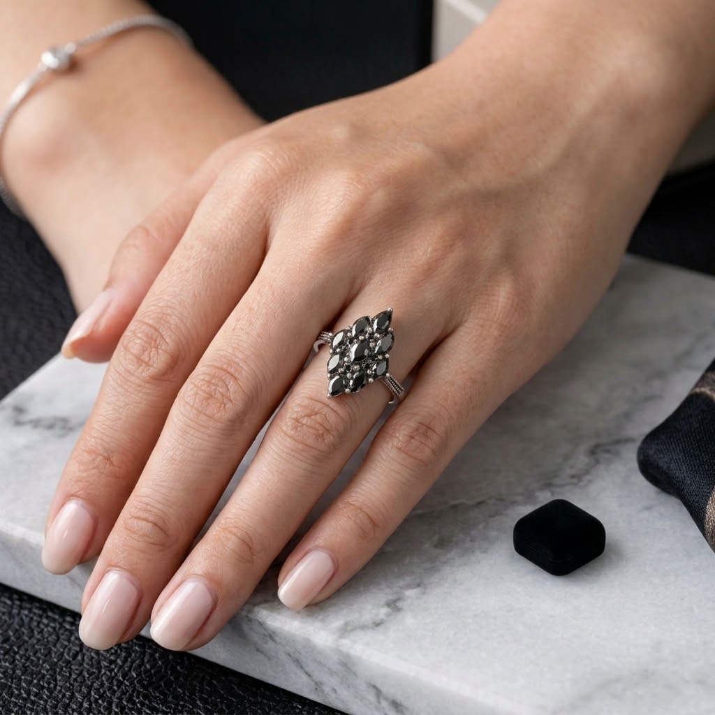 1791800723559 Black zircon rectangular ring