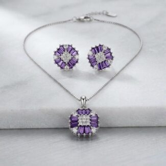 Purple zircon silver pendent