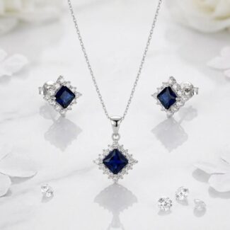 Blue Zircon Silver Pendent