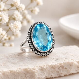 Aquamarine Gemstone Unisex Ring